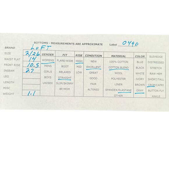 LOFT Ann Taylor High Waist Straight Crop Jeans Womens 26/2 Gray Denim Casual - Picture 3 of 11